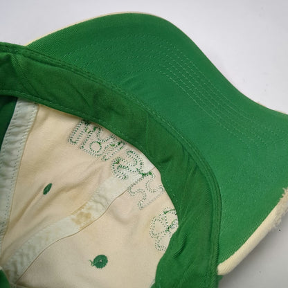 Falcon Baseball Cap White Green One Size Distressed Irish Shamrock Frayed Hat