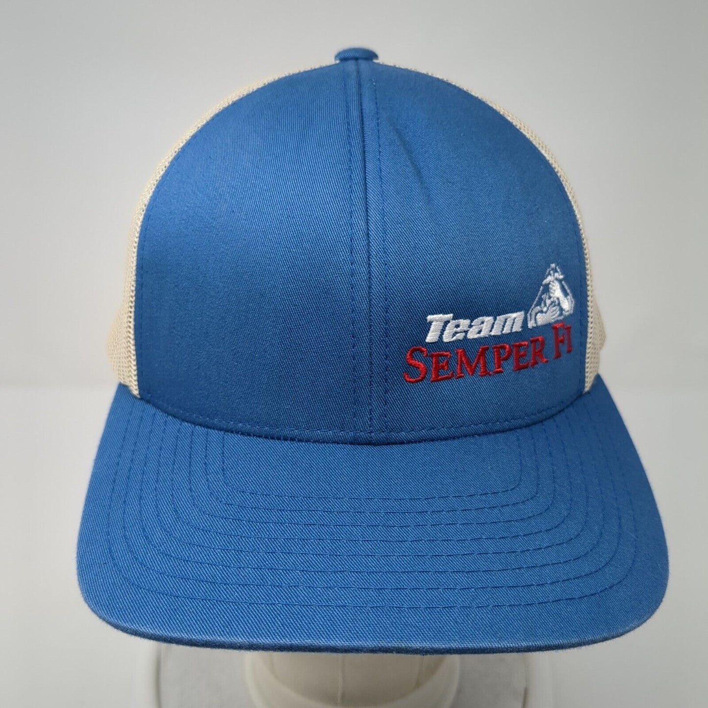Team Semper Fi Snapback Trucker Hat Blue OS Adjustable Mesh Pacific Headwear