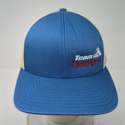Team Semper Fi Snapback Trucker Hat Blue OS Adjustable Mesh Pacific Headwear
