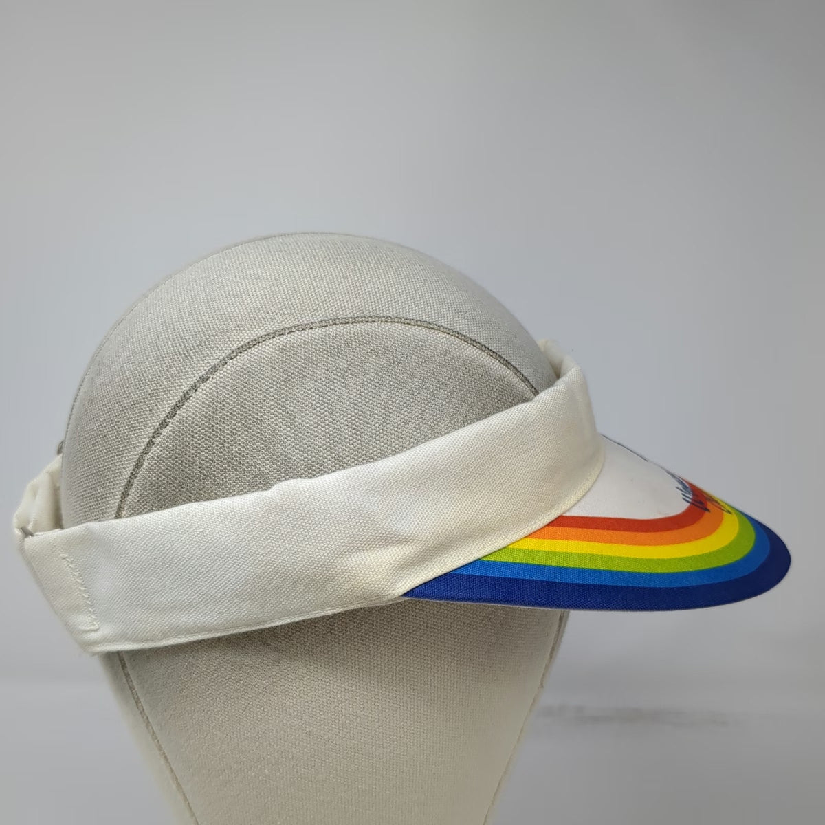 White Blue Red Orange Yellow Green 1984 Softball Champs Visor Hat Strap Vintage