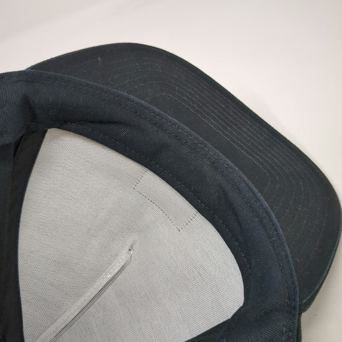 Vans 5 Panel Black One Size Snapback Brown Faux Leather Patch Flat Brim Hat