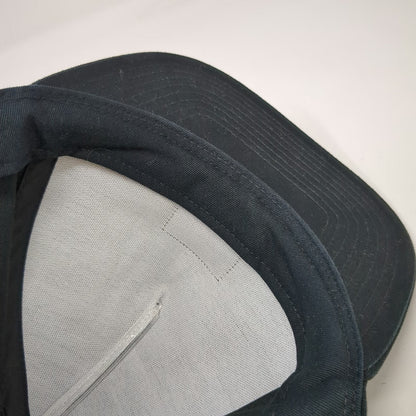 Vans 5 Panel Black One Size Snapback Brown Faux Leather Patch Flat Brim Hat