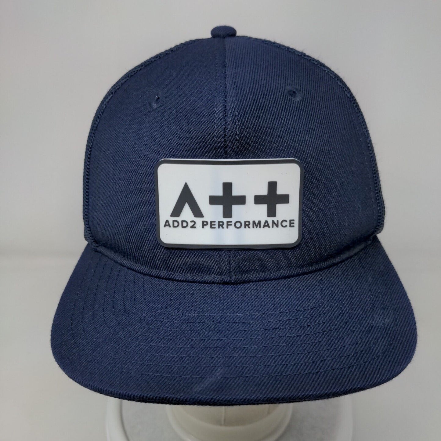 Add2 Performance Snapback Trucker Hat Blue OS Adjustable Mesh Back Branded Bills