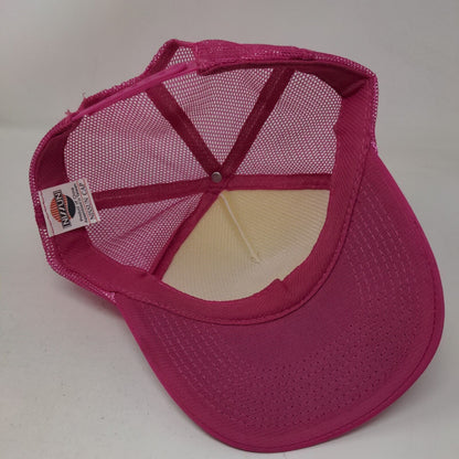 Smiley Emoji Embroidered Snapback Trucker Hat Pink One Size Mesh Back Rope