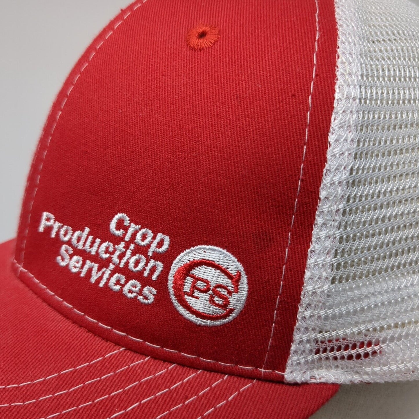 Crop Production Services Parma ID Strapback Trucker Hat Red OS Mesh Back Vie