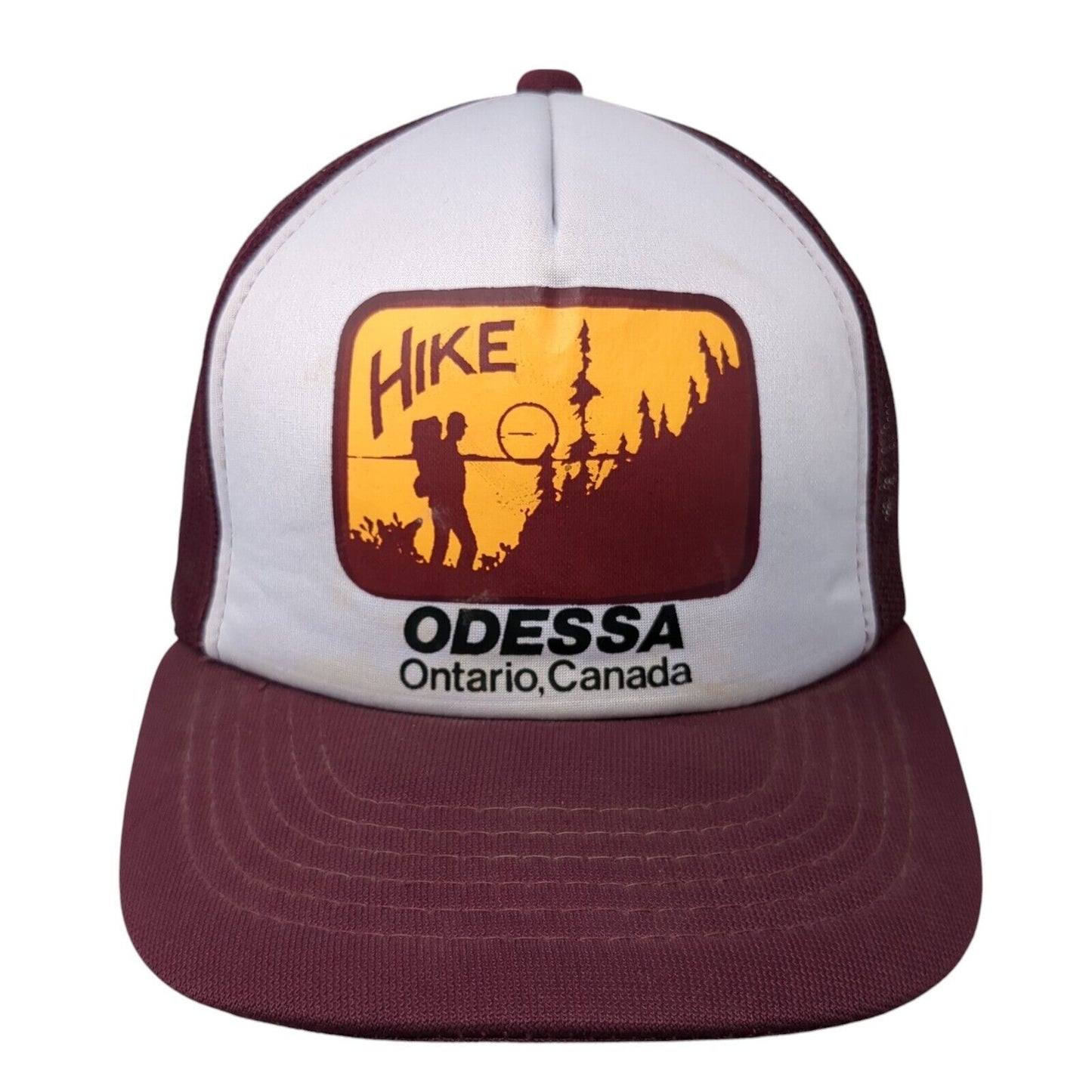 Hike Odessa Ontario Canada Snapback Trucker Hat Red OS Adjustable Mesh Back YR