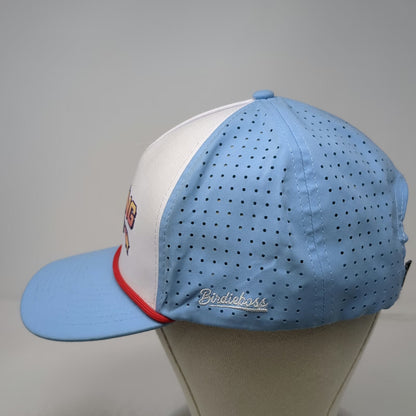 Birdieboss Trucker Hat Blue One Size 5 Panel Snapback Laser Cut Rope Golfing Cap