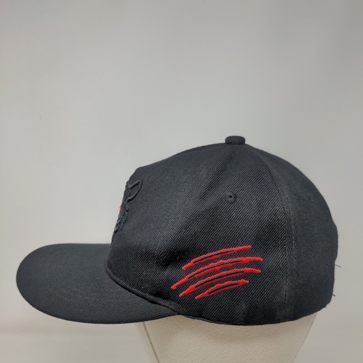 Black Tiger Snapback Hat Black One Size Embroidered Adjustable Red Eyes