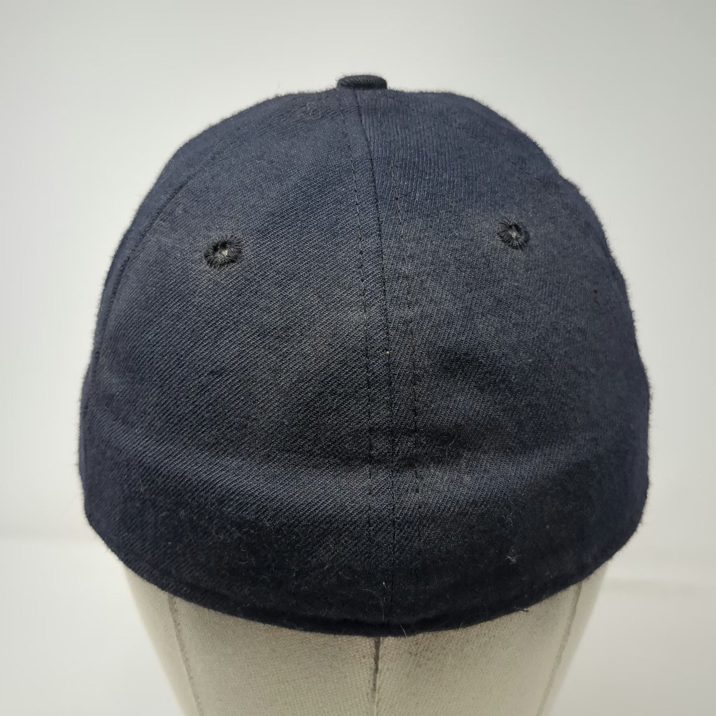 New Era Baseball Cap Blue 7 1/8 Fitted Wool Old English M 59FIFTY Hat Grey Brim