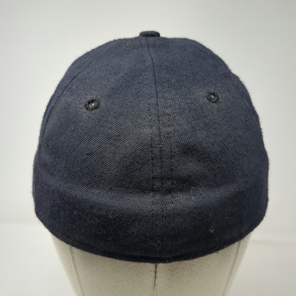 New Era Baseball Cap Blue 7 1/8 Fitted Wool Old English M 59FIFTY Hat Grey Brim