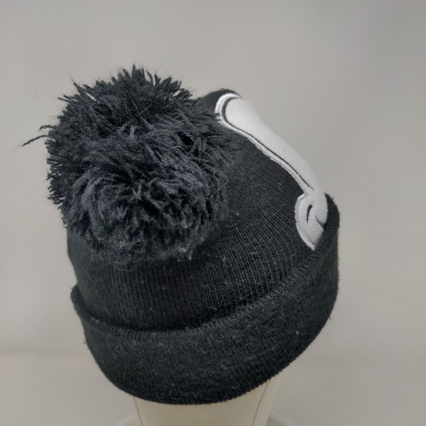 Mickey Mouse Knit Pom Pom Beanie Hat Black Toddler Embroidered