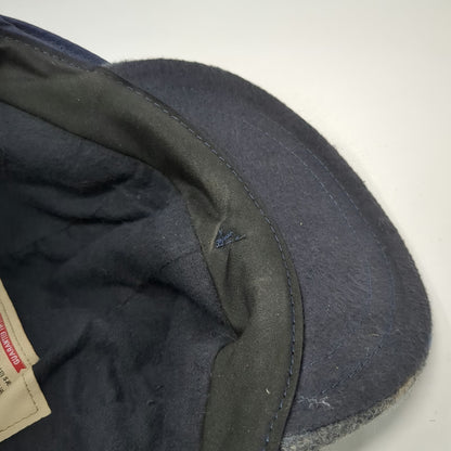 Stormy Kromer Baseball Cap Blue Plaid 7 1/8 Wool Ear Flaps USA Fitted Nylon Hat