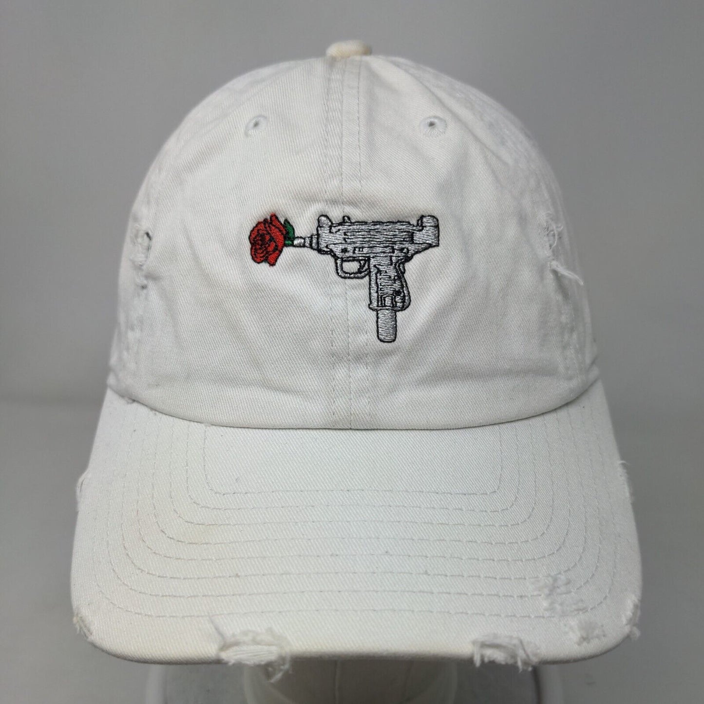 Uzi Flower Svart Slideback Hat White One Size Embroidered Field Grade