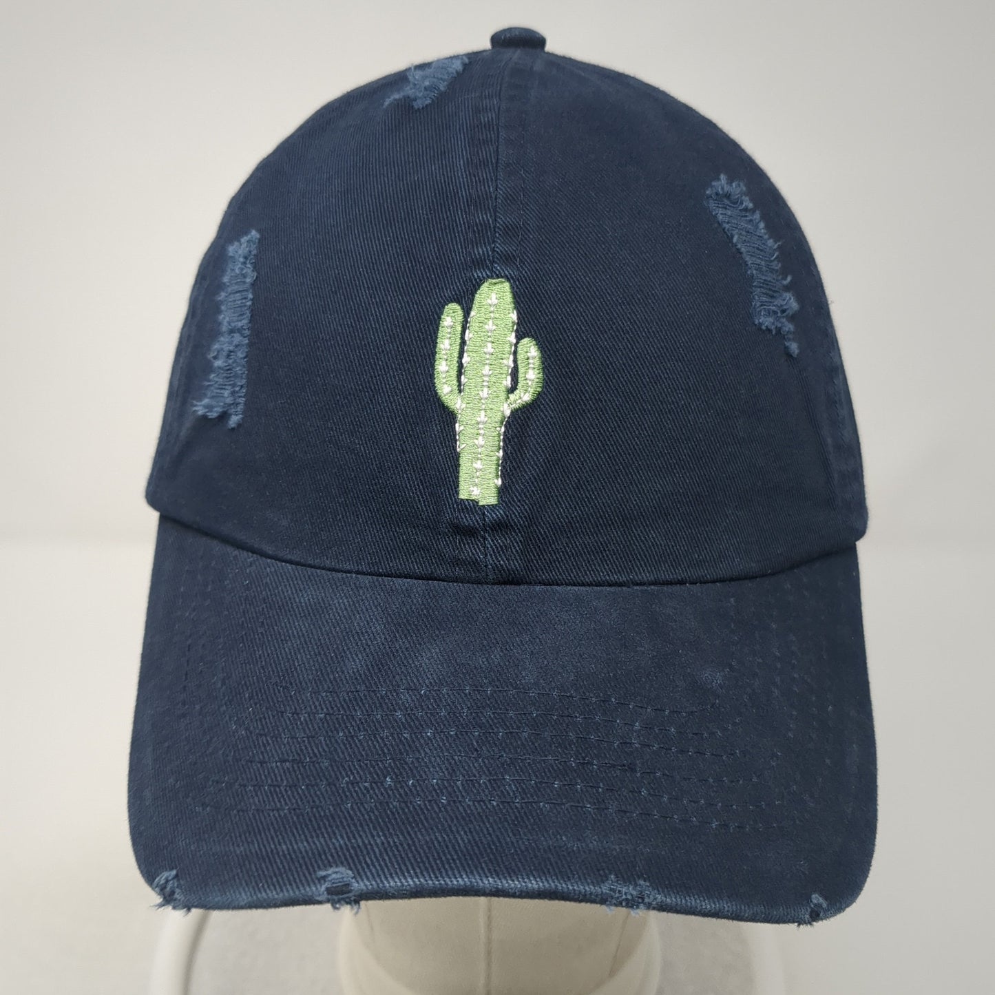 Cactus Slideback Baseball Cap Blue One Size Adjustable Embroidered Distressed