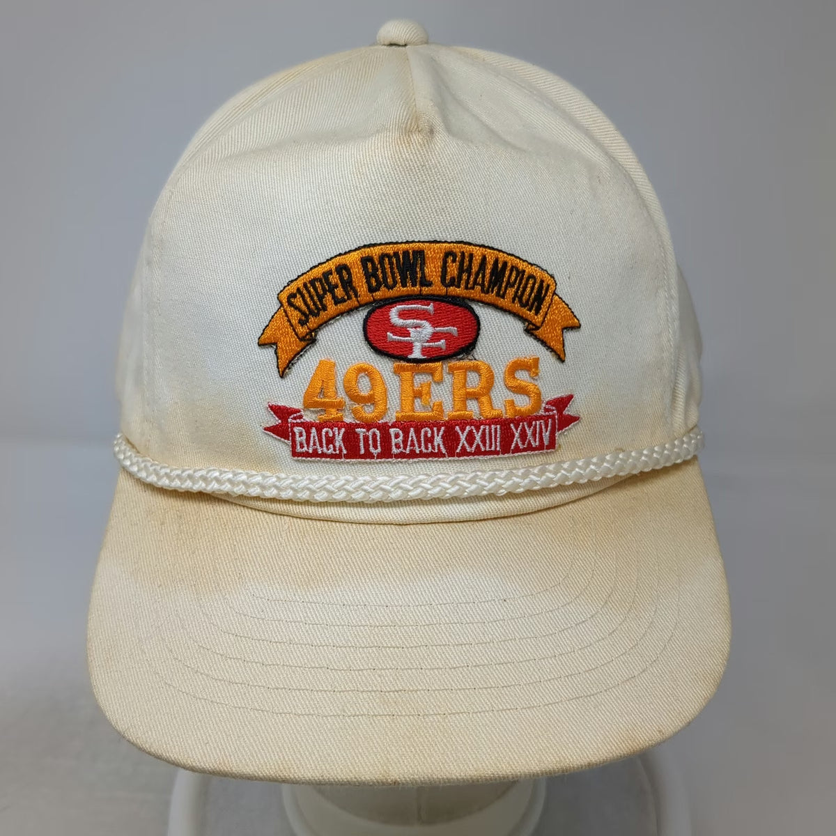 AmaPro NFL San Francisco 49ers Beige Snapback Rope Hat SB XXIII XXIV Champ