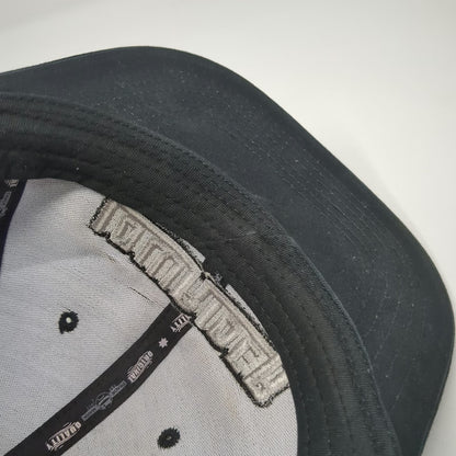 Lowrider Snapback Hat Black One Size Plaid Flat Brim Logo 100% Polyester Graphic