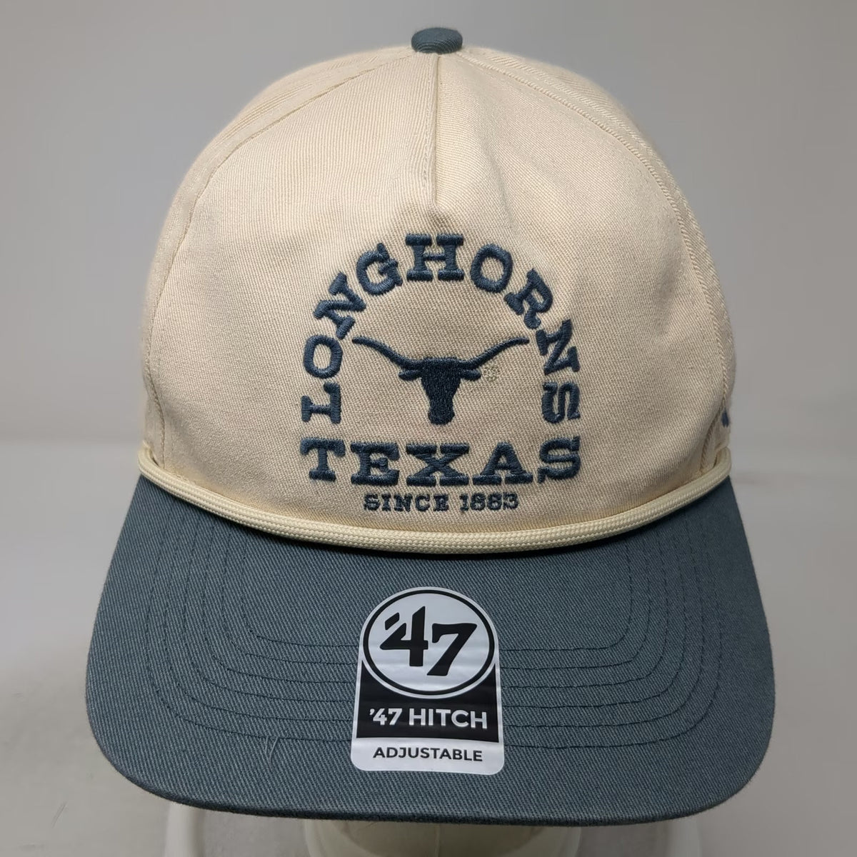 Texas Longhorns NCAA '47 5 Panel Beige Blue OSFM Snapback Rope Adjustable Hat