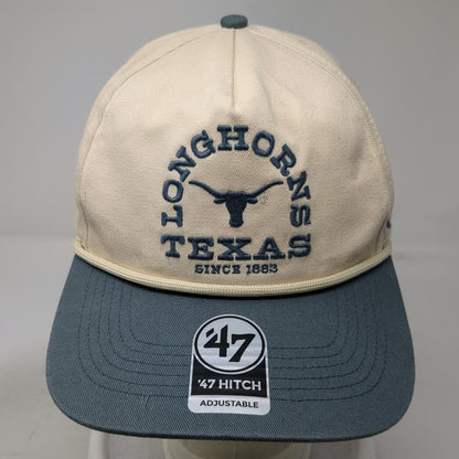 Texas Longhorns NCAA '47 5 Panel Beige Blue OSFM Snapback Rope Adjustable Hat