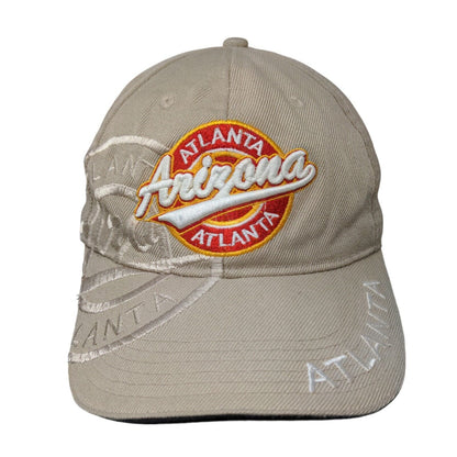 Arizona Atlanta Strapback Hat Tan One Size Adjustable Embroidered