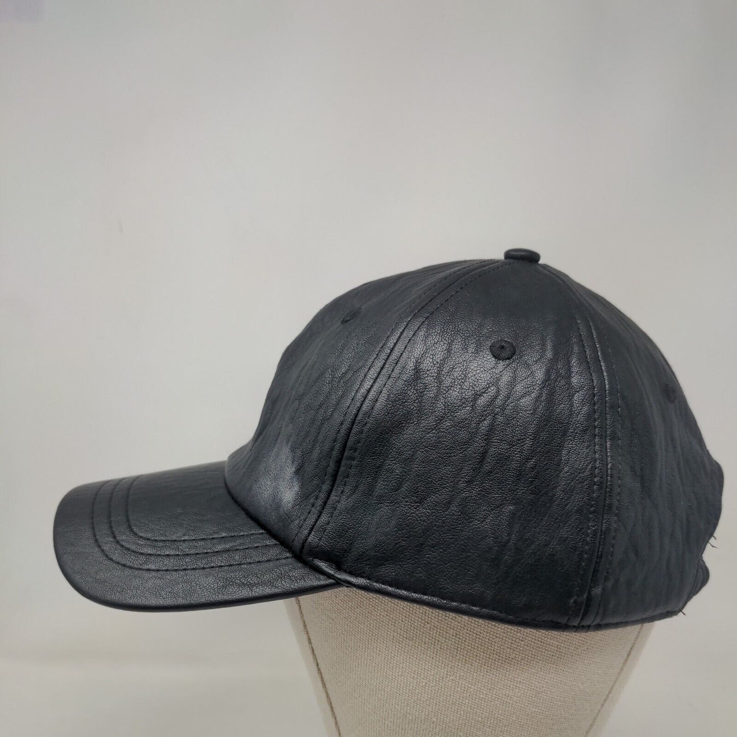 A New Day Fitted Vegan Leather Hat Black One Size 6 Panel Blank