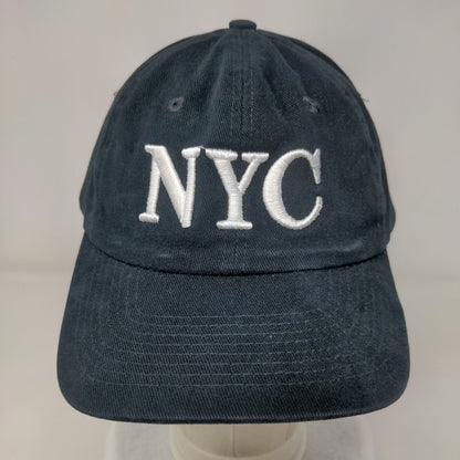 NYC Slideback Hat Blue One Size Adjustable Embroidered Vented Holes 6 Panel
