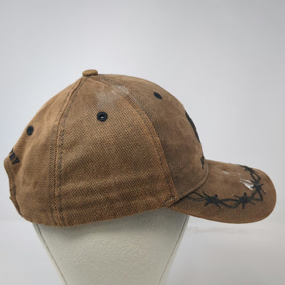John Deere Baseball Cap Brown One Size Barbed Wire Country Logo Shield Deer Hat