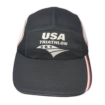USA Triathlon Strapback 5 Panel Hat Black Large 2015 Championships