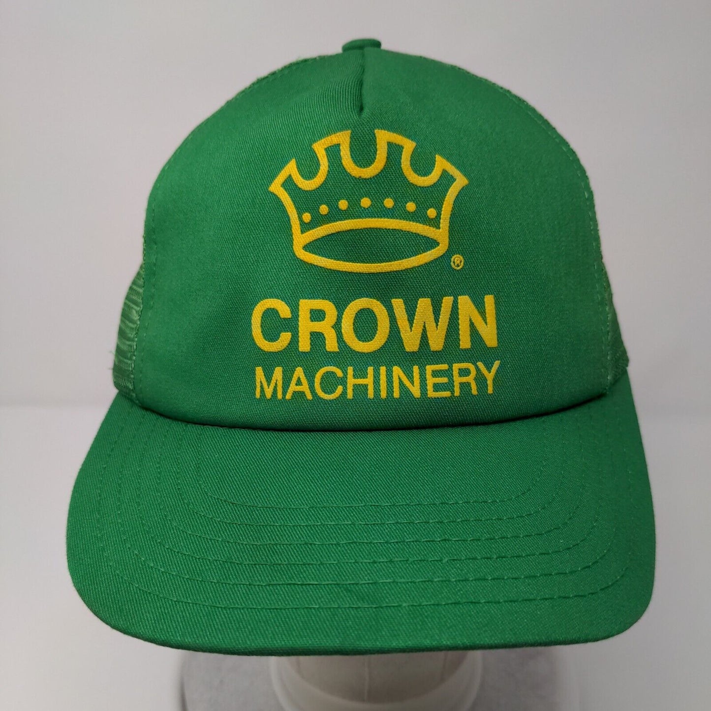 Crown Machinery Snapback Trucker Hat Green OSFA Adjustable Mesh Back