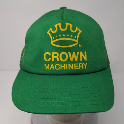 Crown Machinery Snapback Trucker Hat Green OSFA Adjustable Mesh Back