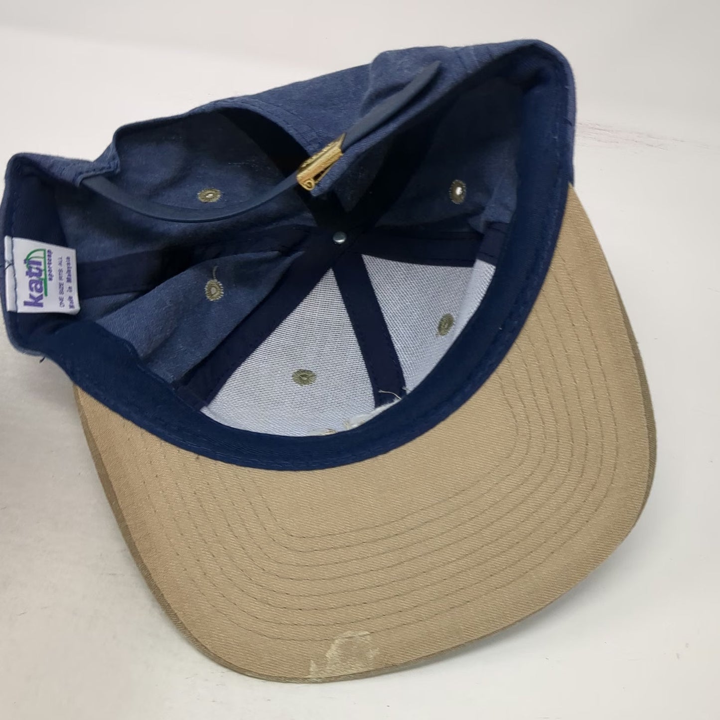 Kati Baseball Cap Blue One Size Apple Logo Slideback Two Tone Hat Vintage
