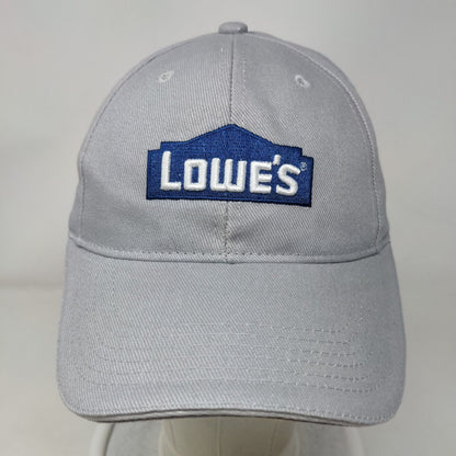 Lowe's Strapback Hat Gray OSFM Solid Embroidered Adjustable 6 Panel