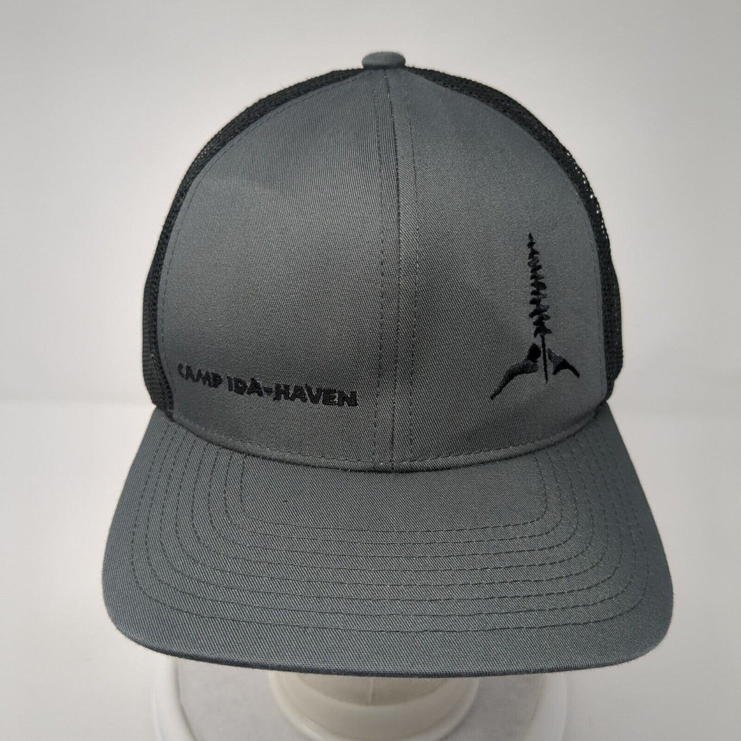 Camp Ida-Haven Snapback Mesh Back Trucker Hat Gray One Size Adjustable