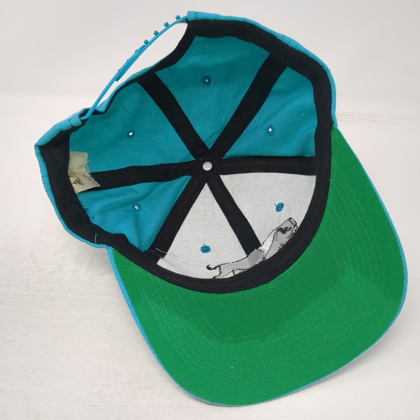 H. Yan Snapback Hat Blue One Size Embroidered Bison Buffalo Green Under Brim