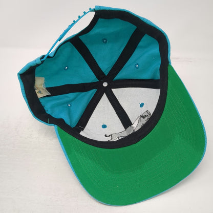 H. Yan Snapback Hat Blue One Size Embroidered Bison Buffalo Green Under Brim
