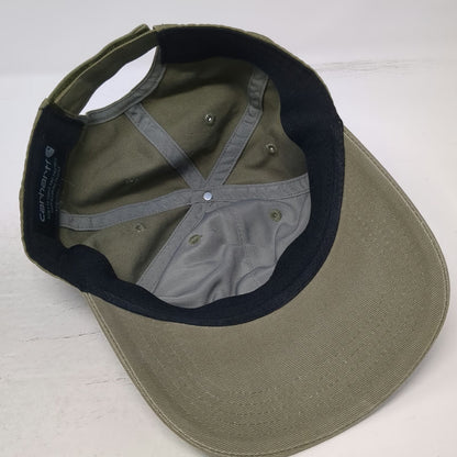 Carhartt Baseball Cap Green One Size Leather Logo Patch Duck Strapback Hat