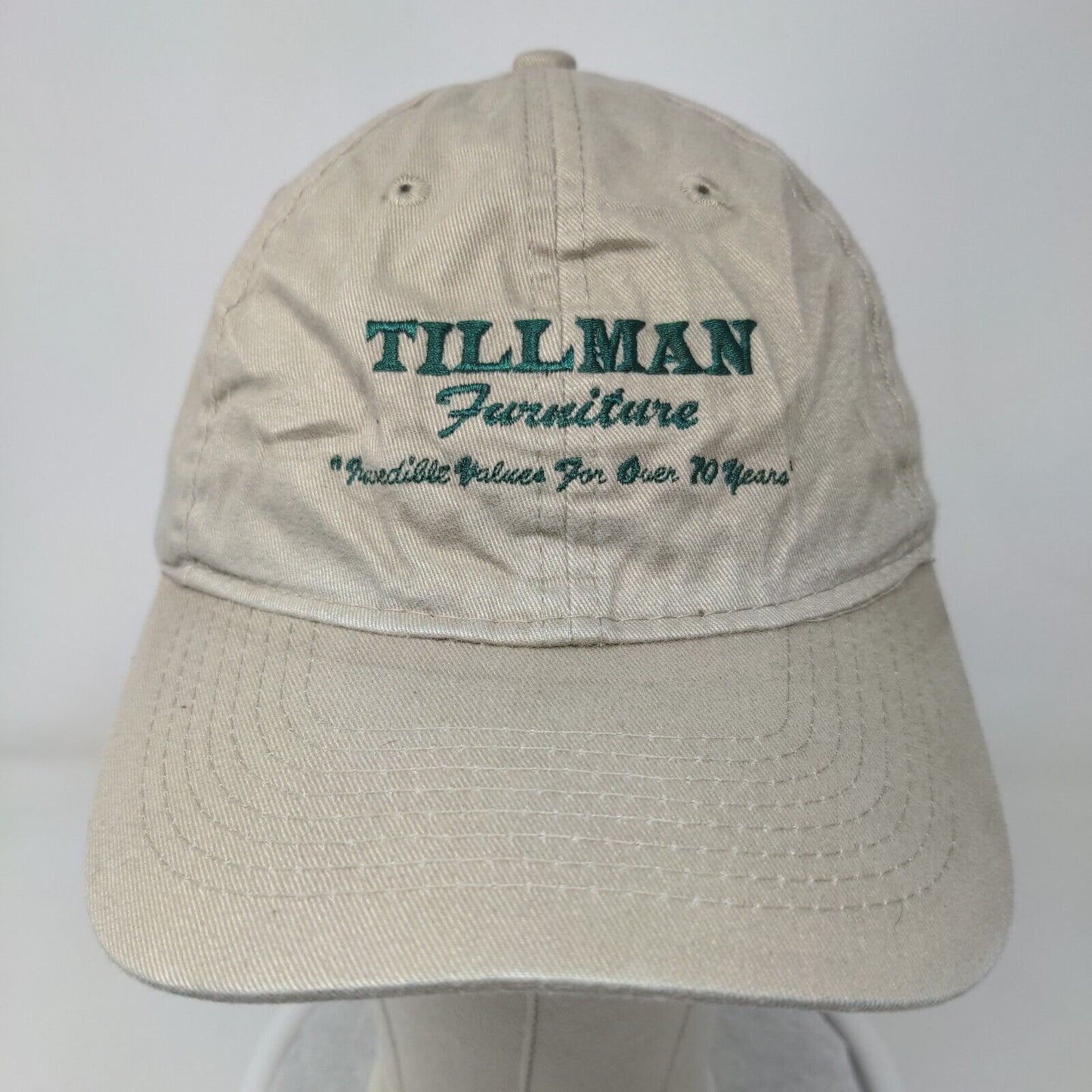 Tillman Furniture Strapback Hat Tan One Size Adjustable Embroidered Cotton