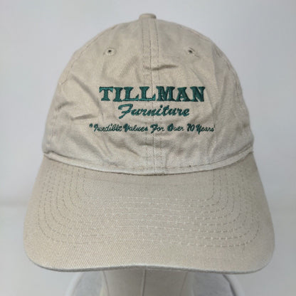 Tillman Furniture Strapback Hat Tan One Size Adjustable Embroidered Cotton