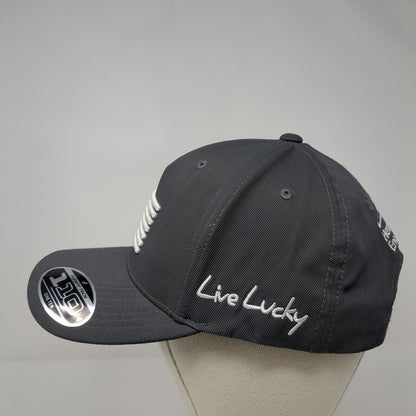 Live Lucky Flag Snapback Hat Gray OSFA CompuNet Black Clover Flexfit 110