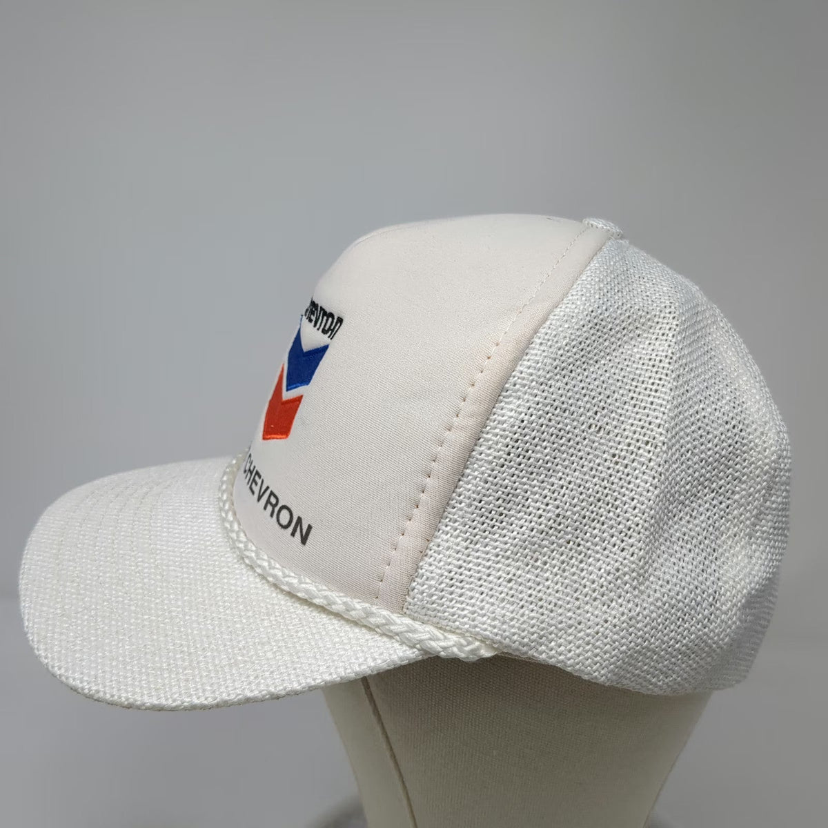 Designer Award Headwear Trucker Hat White One Size Chevron Logo Mesh Snapback