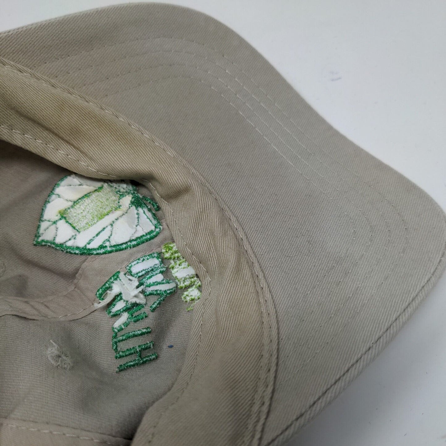 Earthday Indiana Slideback Hat Tan OSFA Adjustable Embroidered Vented Holes