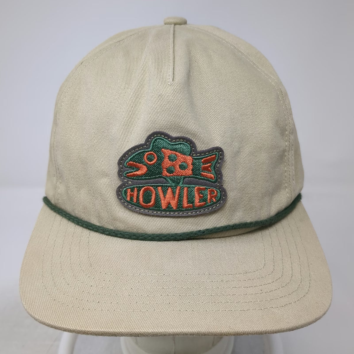 Howler Bros 5 Panel Hat Beige Blue Green One Size Fish Snapback Rope Cotton
