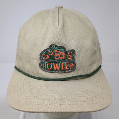 Howler Bros 5 Panel Hat Beige Blue Green One Size Fish Snapback Rope Cotton