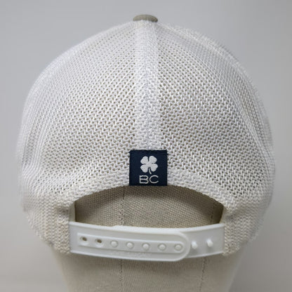 Black Clover Trucker Hat Beige White Blue One Size Mesh Back Snapback Clover