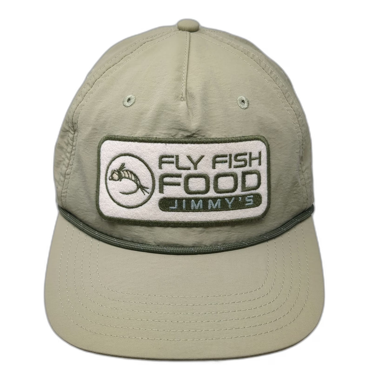 Legacy 5 Panel Beige One Size Snapback Hat Fly Fish Food Jimmy's Nylon Rope