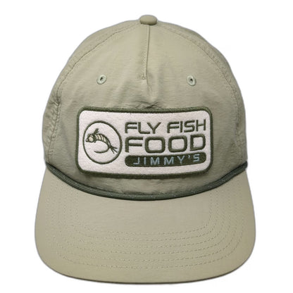 Legacy 5 Panel Beige One Size Snapback Hat Fly Fish Food Jimmy's Nylon Rope