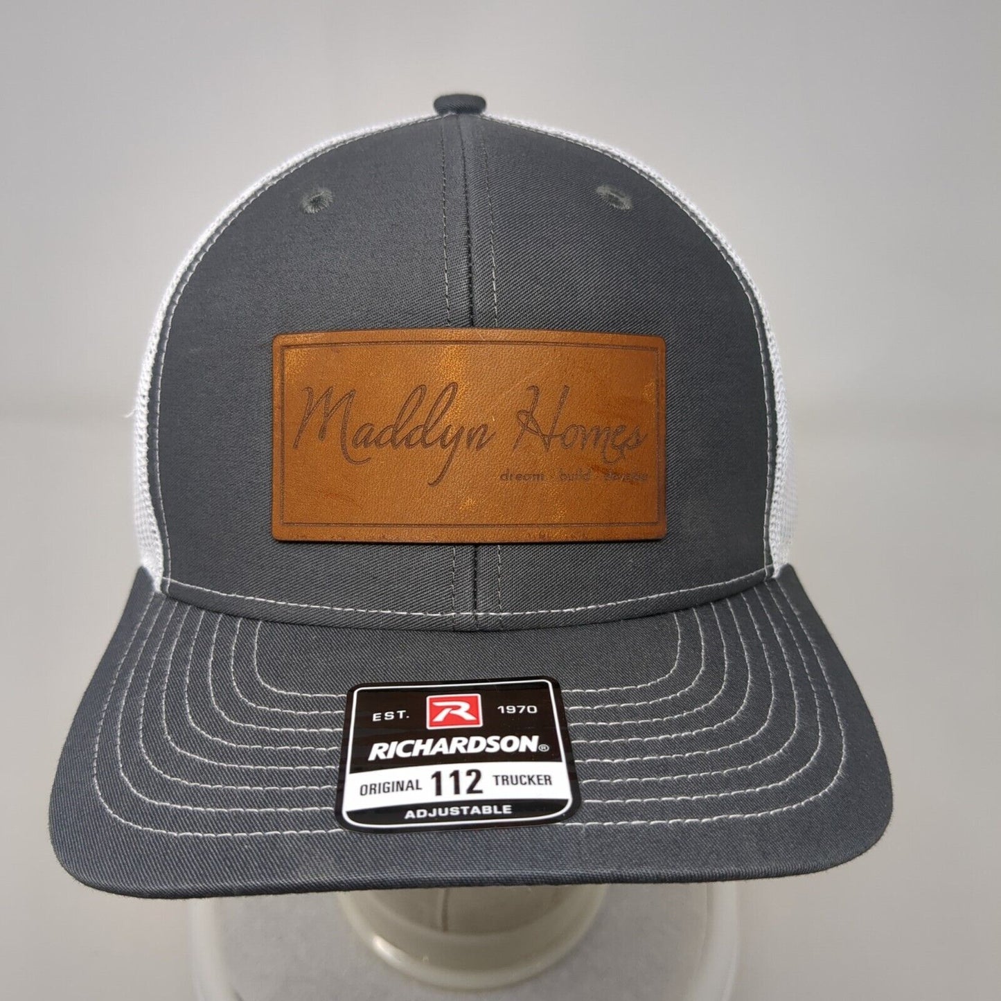 Maddyn Homes Snapback Trucker Hat Gray OS Adjustable Mesh Back Richardson