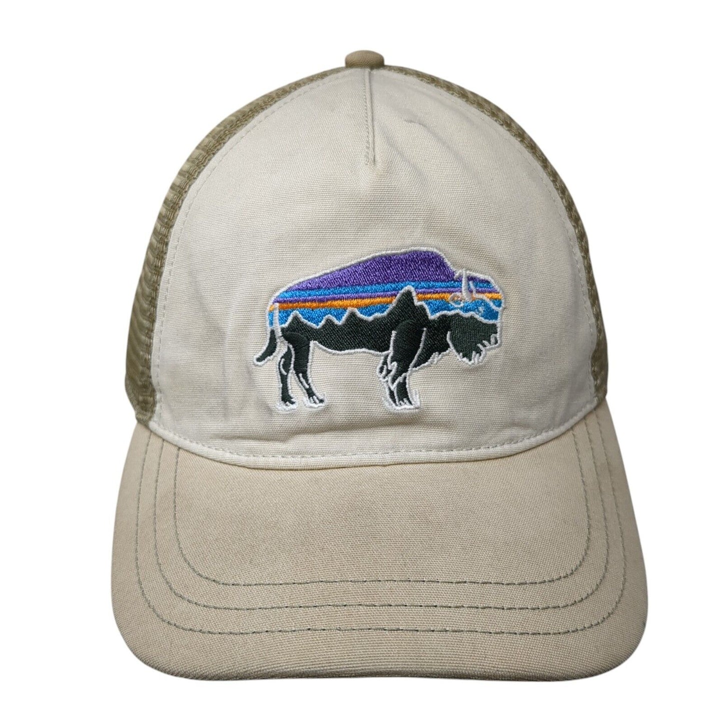 Patagonia Bison Snapback Mesh Back Trucker Hat Tan One Size Adjustable