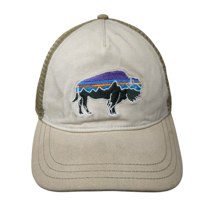 Patagonia Bison Snapback Mesh Back Trucker Hat Tan One Size Adjustable