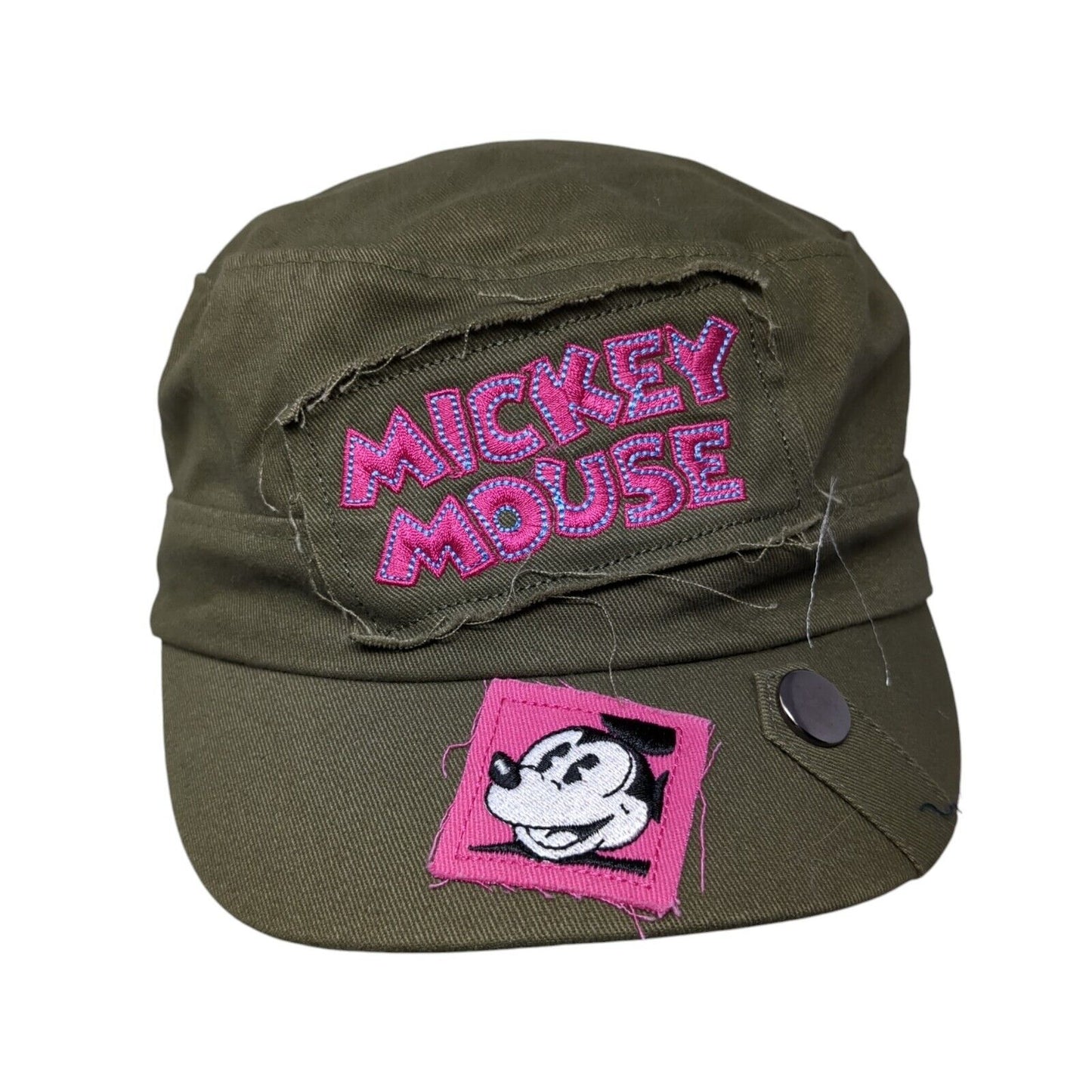 Mickey Mouse Fitted Cadet Army Hat Green One Size Embroidered Disneyland