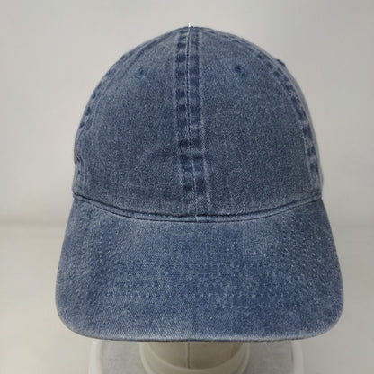 Unbranded Strapback Hat Blue OSFM Adjustable Vented Holes 6 Panel Denim Blank